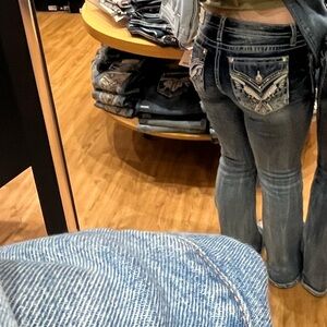 Miss Me Blue Flare Jeans with Wide Leg Design